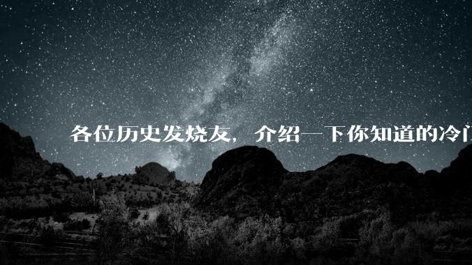 各位历史发烧友，介绍一下你知道的冷门史实或逆天史实？